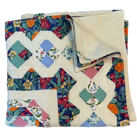 Arch Quilt Elmsford NY New York Hand Stitched 78" x 80" Queen King Patchwork - Picture 4 of 16